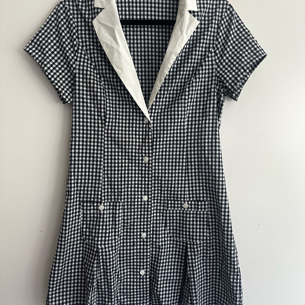 Frankie's Bikinis Black and White Checkered Mini Dress